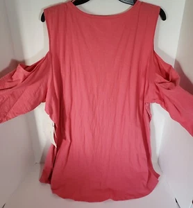 NWT Ladie's~Two By Vince Camuto Open Shoulder Salmon 3/4 Sleeve Cotton Top-Sz 3X - Picture 1 of 7