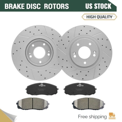 Rotores de disco perforados delanteros y almohadillas de cerámica para Kia Sedona 2015-2021 Foto 1 de 4