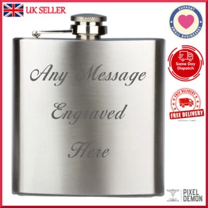 Frasco de cadera grabado personalizado 6 oz acero inoxidable cepillado novio regalo para padres - Imagen 1 de 5