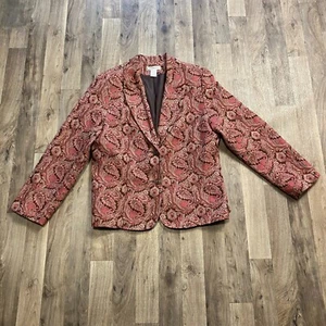 Dressbarn Women Pink Paisley Blazer Size Large Two Button - Picture 1 of 6