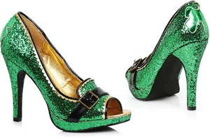 BRAND NEW IN BOX, Green Glitter Toe Pumps Shoes, ST. PATRICK'S DAY, WOMAN'S SZ 8 - Picture 1 of 1