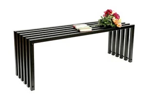 Gartenbank Metall Massiv Wetterfest Schwarz 120 cm Sitzbank Modern 96205 Design - Bild 1 von 8