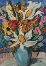Räumungsverkauf Übergabe Abholung Gemälde Monogrammiert HS Sommerblumen Vase