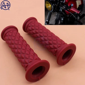 7/8'' Retro Vintage Red Hand Grip Handlebar for Honda Suzuki Kawasaki Triumph - Picture 1 of 7