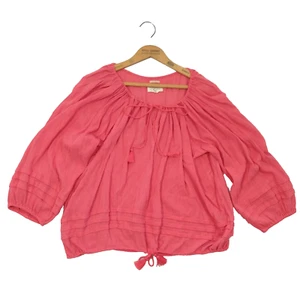 Denim and Supply Ralph Lauren Pink Gauzey Top Size L Boho Peasant Tassels - Picture 1 of 6