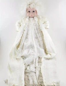 SELTENES VINTAGE ENTZÜCKENDE DREI GESICHTER BABYPUPPE LÄCHELN WEINEN SCHLAF KOMPLETT OUTFIT - Bild 1 von 12