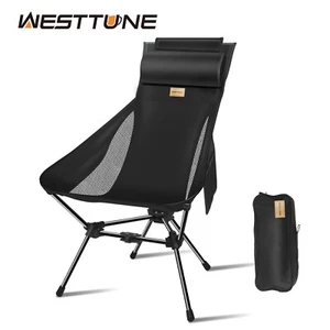 Lightweight camping folding chair, portable outdoor chair with head pillow - Picture 1 of 16