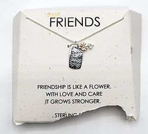 New Footnotes Sterling Silver Best Friends Sisters With Daisy Flower Necklace - Picture 1 of 6