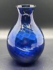 Vintage Italian Optic Colbalt Blue Swirl Bud Vase.