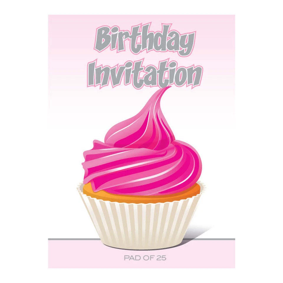 Ozcorp A5 18th Pink Cupcake invitation Pad Eye Catching Colorful Quality Paper - Image 1 of 1