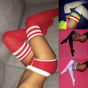 Womens, Ladies Sexy Diamond Thigh-High Long Stockings Knit Over The Knee Socks( - Picture 1 of 19