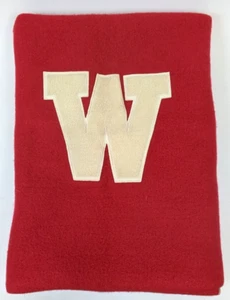 Vintage Letterman's Patch Wool University of Wisconsin Stadium Blanket W Letter - Picture 1 of 10