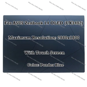 ASUS Zenbook 14 OLED (UX3402) 2.8K 14" LCD Display Assembly Touch Screen Panel - Picture 1 of 9