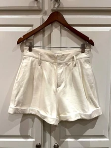FRAME Ivory Leather Paperbag Shorts Sz 27 MSRP $675 - Picture 1 of 4