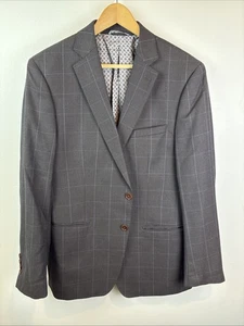 Tallia Herren 100% Wolle Sport Mantel Blazer Jacke Zwei Knopf Braun 44R Fensterscheibe - Bild 1 von 9