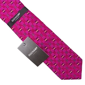 NWT Duchamp London Pink Multicolor Geometric HAND-MADE 100% Silk Necktie - Picture 1 of 6