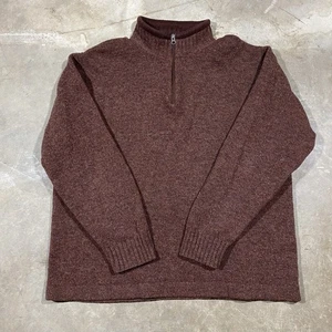 Suéter Woolrich 100% Lana Cuarto Cremallera Marrón Caqui Para Hombre Grande - Imagen 1 de 8