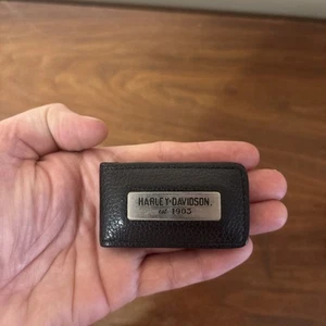 Harley-Davidson Motor Cycles Black Leather Magnetic Money Clip - Picture 1 of 4
