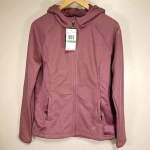 New Spyder Tone on Tone Textured Hooded Fleece Jacket Women's L Full Zip Mauve - Picture 1 of 11
