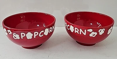 Waechtersbach POPCORN 6" Bowls 24oz Snack Red White Germany Set of Two - Image 1 of 4