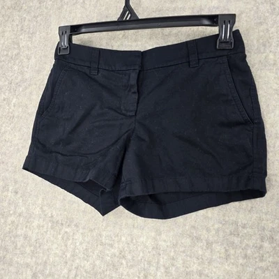 J. Pantalones cortos de algodón negros Crew para mujer talla 2 Foto 1 de 4