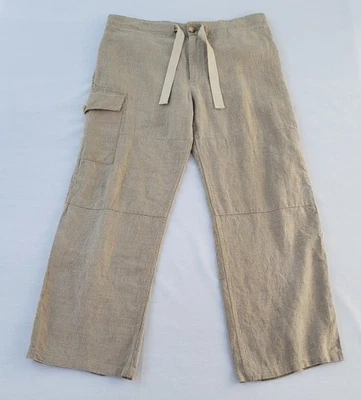 Pantalones cargo de lino etiquetados talla M XL 38x28 beige tostado Michael Kors Early Y2K Macao Foto 1 de 4