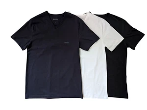 Hugo Boss Mens 3 Pack T Shirts V Neck Black Blue White Size S M L XL - Picture 1 of 8