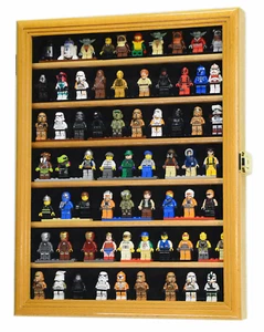Minifigures Display Case 70 Pcs LEGO Shelf Miniature Wood Oak Wall Rack Cabinet - Picture 1 of 12