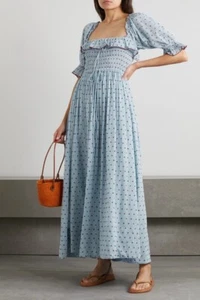 DOEN Sol Dress in Azure Swiss Dot Small - Picture 1 of 17
