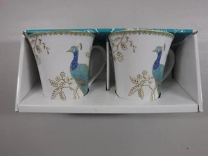222 Fifth Peacock Garden 12 Oz Coffee Tea Mugs Cups Set Of 2 New In Box - Picture 1 of 3