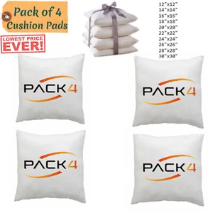 Pack of 4 Cushion Pad Inner Inserts Extra Deep Hollowfibre Filled Filler Scatter - Imagen 1 de 11