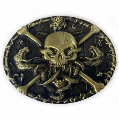 Snake Skull Western Belt Buckle for Men & Women Cowboy Rodeo Vintage Style Wear - Image 1 of 2