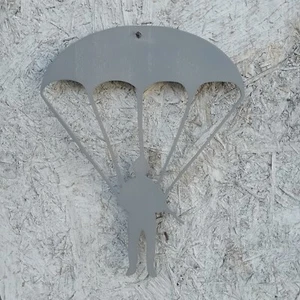2x Silhouette War Memorial PARATROOPER Figure to Wall Mount 8" x 5". Grey Coat. - Picture 1 of 1