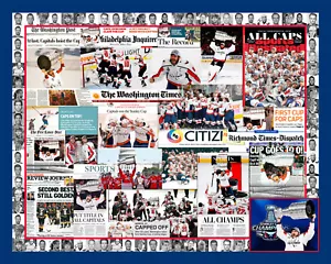 Washington Capitals 2018 Stanley Cup Mosaico Giornale Collage - Stampa 16x20" - Foto 1 di 8