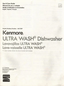 Kenmore Ultra Wash Dishwasher Use & Care Guide Manual Model 665.1328 W10350365B - Bild 1 von 1