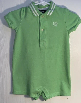 Chaps Bebé Niño Talla 3M Conjunto de Una Pieza Manga Corta Verde Lima Logo Cuello Usado en Excelente Condición Foto 1 de 4