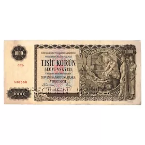 Slovaquie - billet 1000 Korun 1940 SPECIMEN - TTB+ - P.13s - papier monnaie - Foto 1 di 2