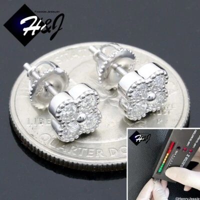 925 STERLING SILVER ICY BLING MOISSANITE 3D FLORAL CLUSTER STUD EARRING*ME280 - Image 1 of 4