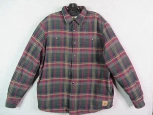 Field Stream Mens Jacket Large Black Red Plaid Flannel Fleece Lined Work Shacket - Picture 1 of 15