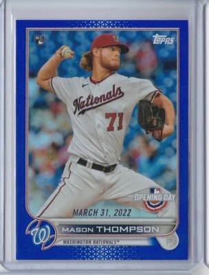 2022 Topps Opening Day MASON THOMPSON Washington Nationals BLUE FOIL #145 ROOKIE - Image 1 of 2