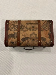 Vintage Wood Suitcase Luggage Travel Display Trunk Chest Gift Box Home Decor - Picture 1 of 21