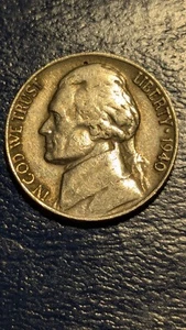 1940 Jefferson Nickel ohne Münzzeichen Kupfer & Nickel Kriegszeit Nickel - Bild 1 von 2