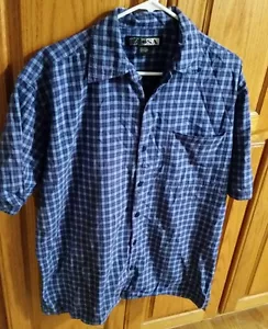 CAMICIA MOSA BLU A QUADRI A QUADRI MANICA CORTA CON BOTTONI TAGLIA MEDIA - Foto 1 di 2