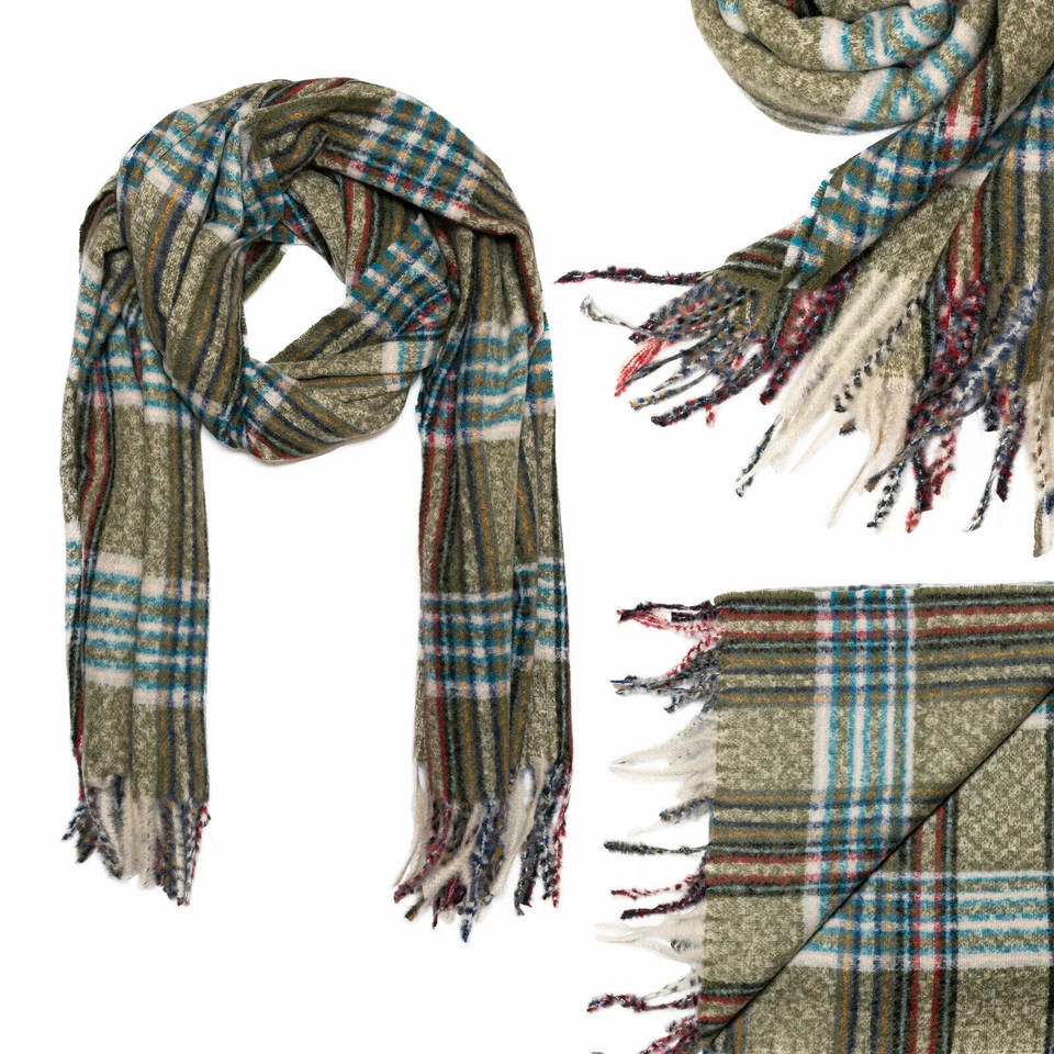 Schal Winterschal Karo Muster Kariert Fransen Strickschal viele Farben Unisex - Bild 1 von 1