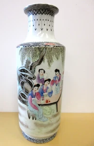 FEINE Vintage GROSSE CHINESISCHE PORZELLAN HANDGEWORFEN BEMALTE SIGNIERTE VASE - Bild 1 von 17