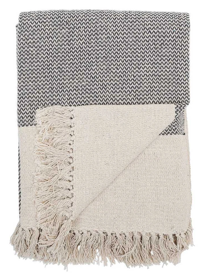 Bloomingville Überwurf decke Linien 160x130 Cm grau