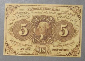 5 Cent First Issue Postage Currency Attractive Unciculated - Picture 1 of 2