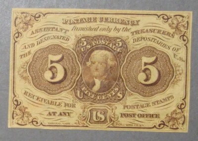 5 Cent First Issue Postage Currency Attractive Unciculated - Image 1 of 2
