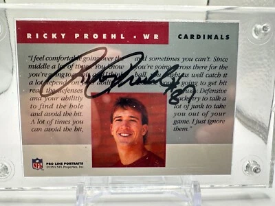 1991 Pro Line Portraits National Convention Embossing Ricky Proehl Autograph - Image 1 of 2