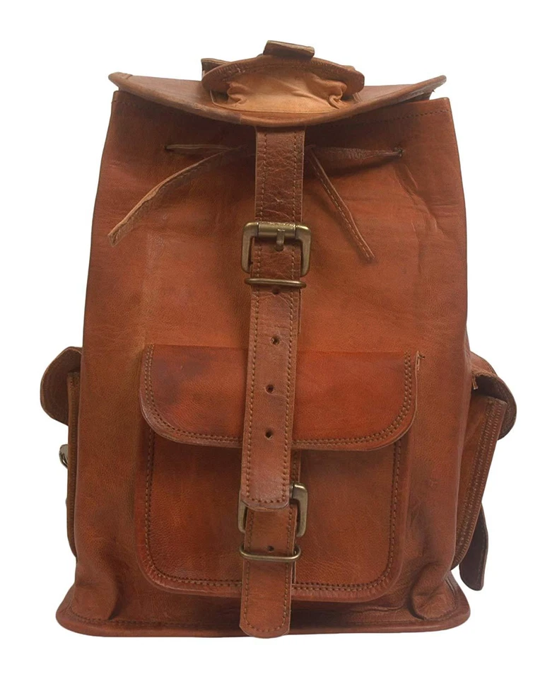 Mochila grande de cuero genuino mochila bolsa de viaje para hombre y mujer # 1 Foto 1 de 4